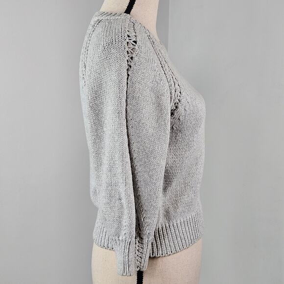 3.1 Phillip Lim Women's Gray Knit 3/4 Sleeve Sweater | Small | FLAWS - Picture 14 of 16